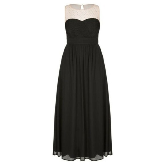 City Chic Dresses & Skirts - City Chic 14W Maxi Black Illusion Neck Bead Giuliana Dress New Wedding 6904
